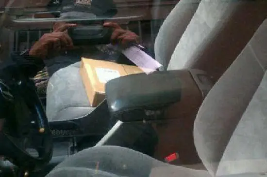 Photo of package in stupid Brooklyn resident's car, taken by the police
